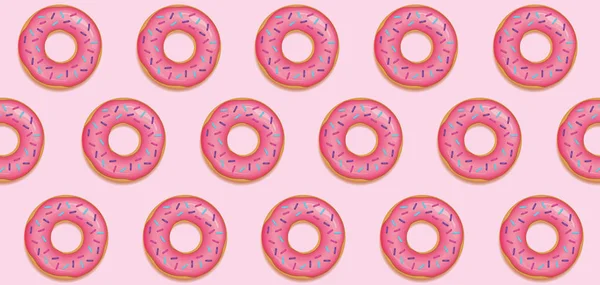 Donuts definir rosa com polvilhas de açúcar — Vetor de Stock
