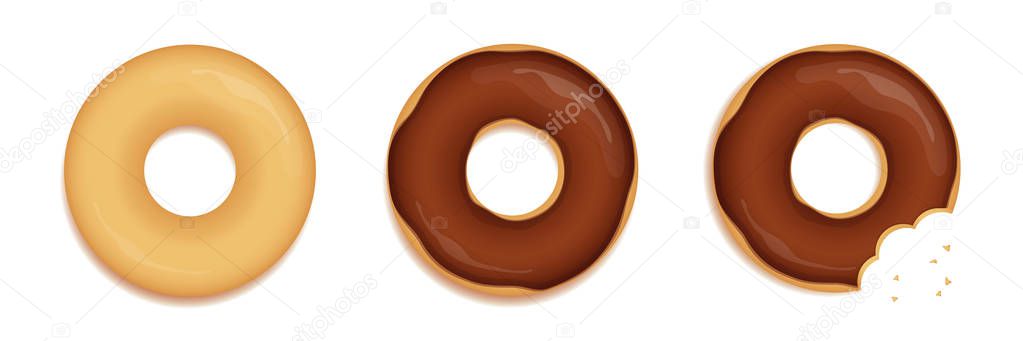 chocolate donut bakery isolated on white background