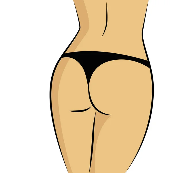 Sexy bunda feminina cueca preta — Vetor de Stock