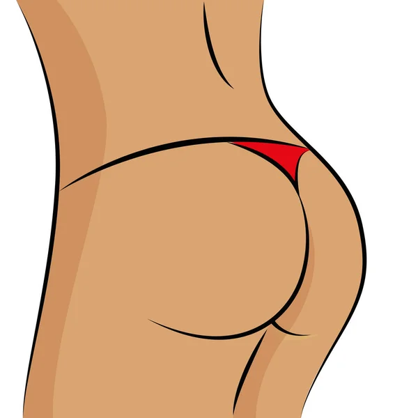 Spodní prádlo sexy ženský zadek červený — Stockový vektor