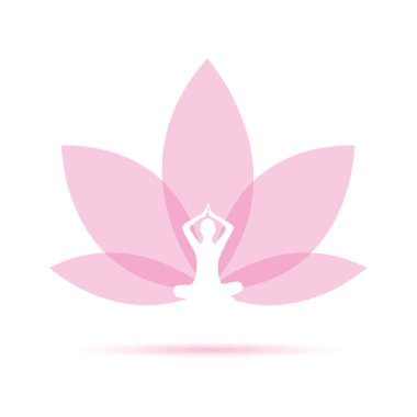Yoga kişi bir lotus poz pembe oturuyor