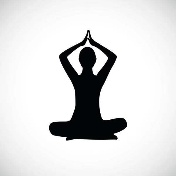 Personne de yoga assis dans une silhouette de pose de lotus — Image vectorielle