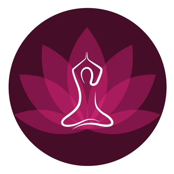 Dibujo yoga persona sentado en un loto pose meditación — Vector de stock