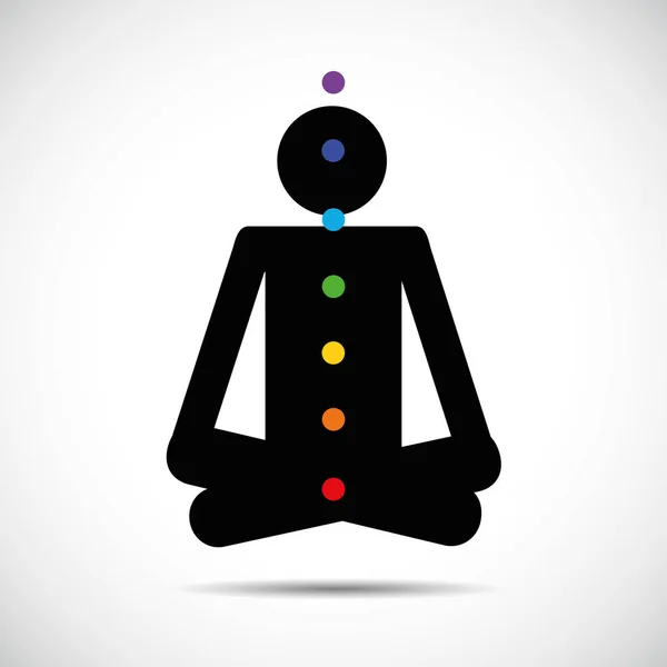 Pictorgam de yoga en una pose de loto puntos chakra — Vector de stock