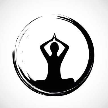 yoga kişi olan siyah bir daire lotus poz içinde oturuyor