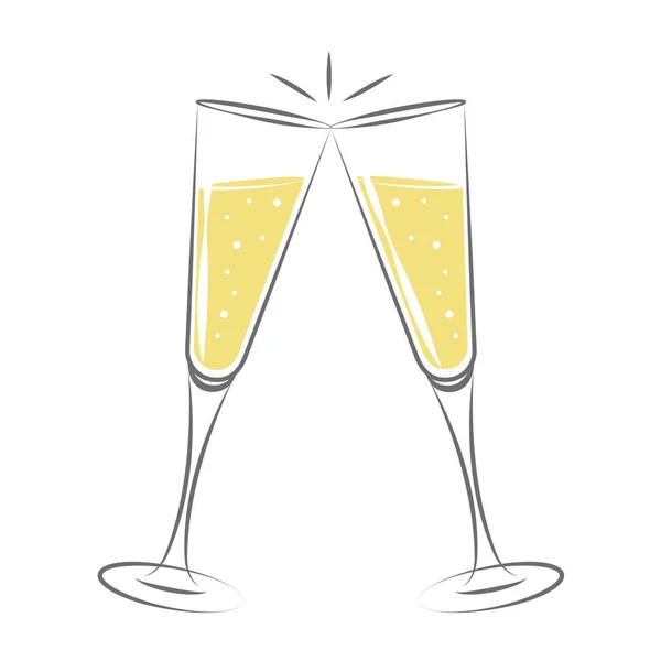Två glas champagne drink — Stock vektor