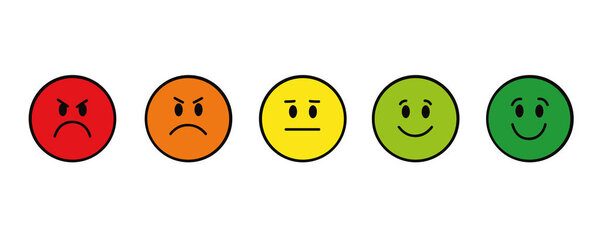 rating smiley faces red to green round