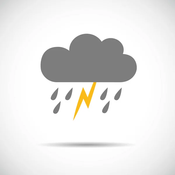 Chuva e relâmpago único ícone plano — Vetor de Stock
