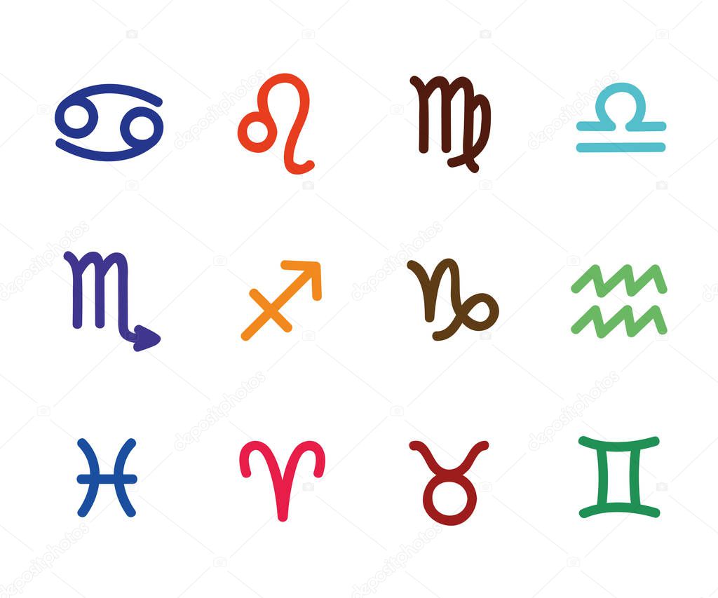 colorful zodiac outline stylized sign horoscope