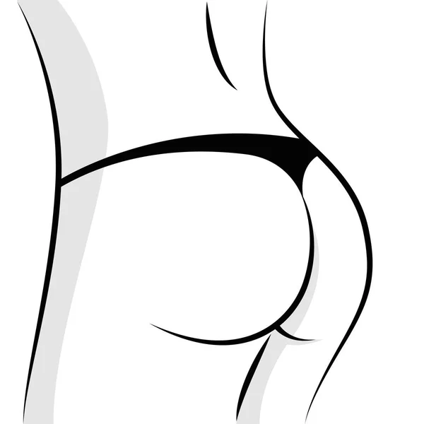 Sexy female butt black and white — Stock Vector