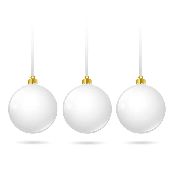 Drie witte Kerstbal — Stockvector