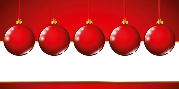 Kerst Kerstbal rood gekleurde banner — Stockvector