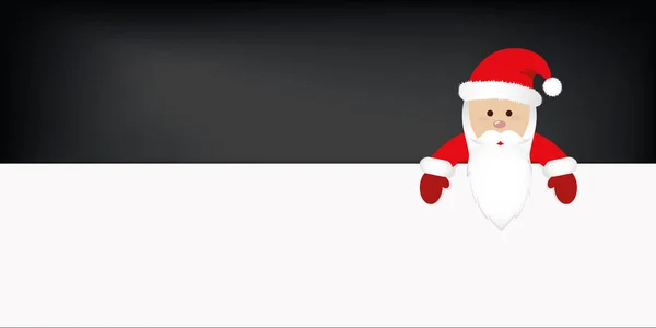 Weihnachtsmann im roten Kostüm weißes Banner schwarzer Hintergrund — Stockvektor