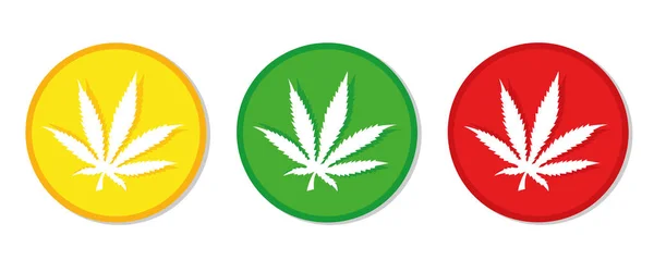 Cannabisblatt Set gelb grün rot — Stockvektor