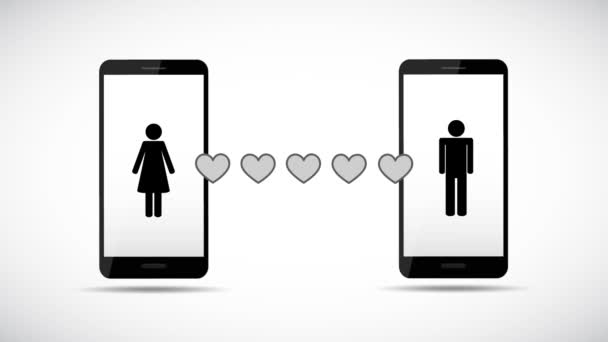 Online dating app man and woman on smartphone — Stock Video