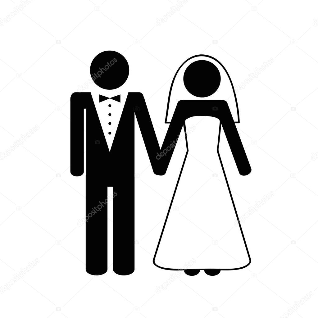 bridal pair man and woman pictogram