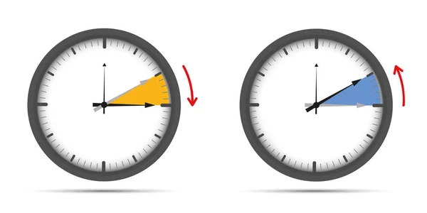 时钟切换到夏季时间和冬季时间 — 图库矢量图片