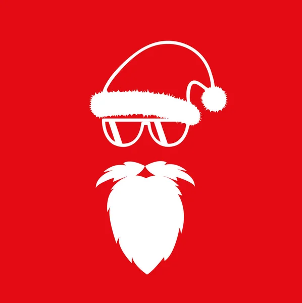 Hipster Santa Claus con gafas frías fondo rojo — Archivo Imágenes Vectoriales