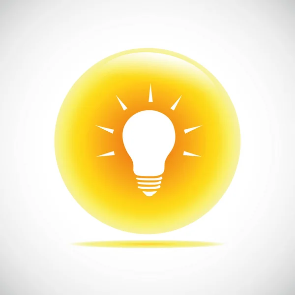 Bombilla idea botón amarillo — Vector de stock