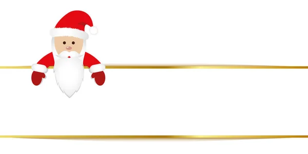 Weihnachtsmann in roter Kleidung Gold weißes Banner — Stockvektor