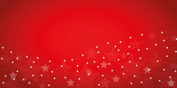 Natal e feliz ano novo fundo vermelho com estrelas brancas — Vetor de Stock