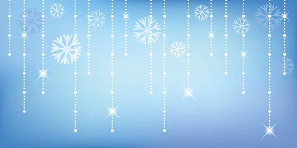 Natal e feliz ano novo azul brilho fundo com floco de neve — Vetor de Stock