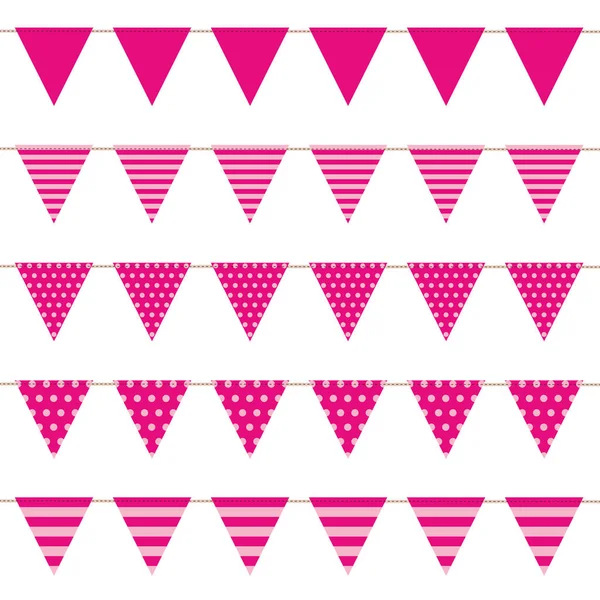 Kollektion rosa Flagge mit isoliertem Muster auf weißem Hintergrund — Stockvektor