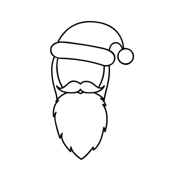 Natal Papai Noel linha de rosto desenho — Vetor de Stock