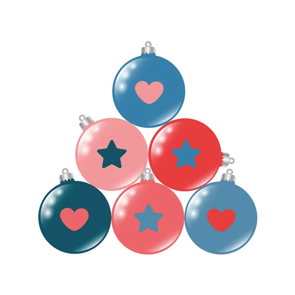 Árvore de bugiganga de Natal azul e roxo — Vetor de Stock
