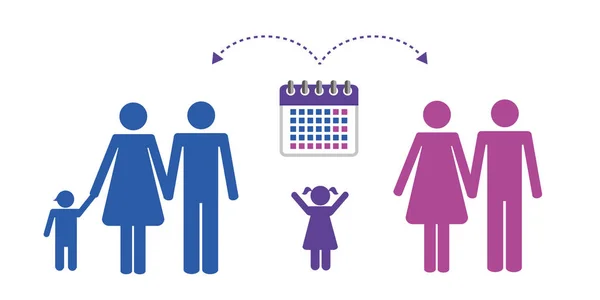 Colorful Patchwork Family Time Management Pictogram Vector Illustartion Eps10 — Stock Vector