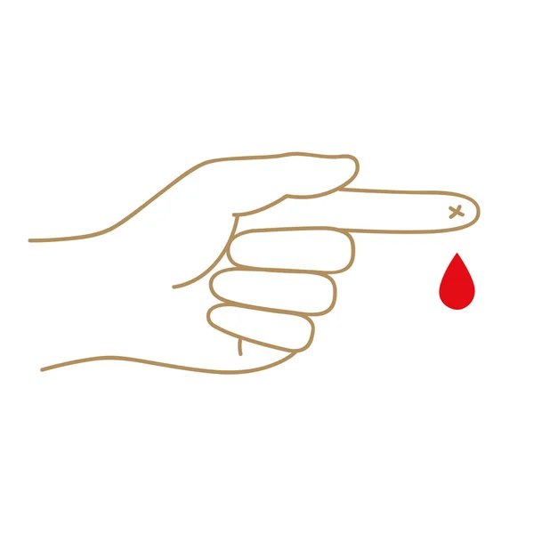 Gota de sangue de um dedo — Vetor de Stock