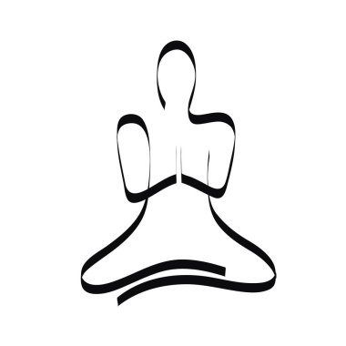 El kişi beyaz arka plan üzerinde meditasyon poz çizimi