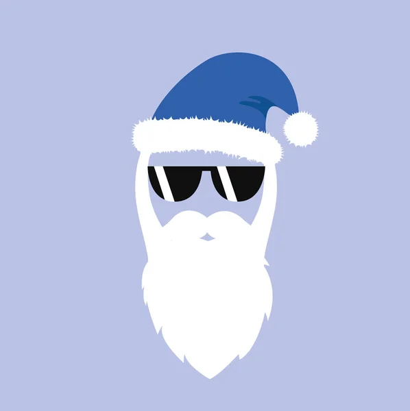 クールな髭とサングラスのメリー クリスマス デザインと流行に敏感なサンタ クロース — ストックベクタ