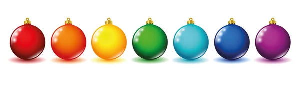Ensemble boule de Noël couleur arc-en-ciel — Image vectorielle