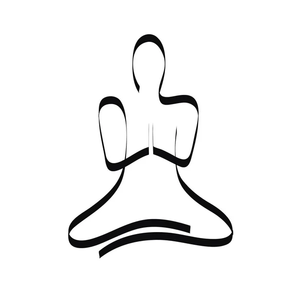 Mano dibujo persona en la meditación pose sobre fondo blanco — Vector de stock