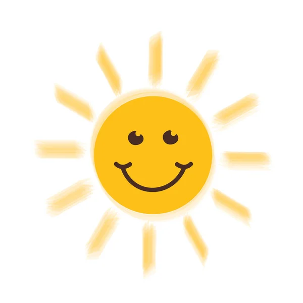 Glücklich lächelnd gelbes Sonnengesicht — Stockvektor