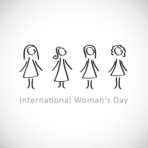 International womens day line drawing — Stock Vector