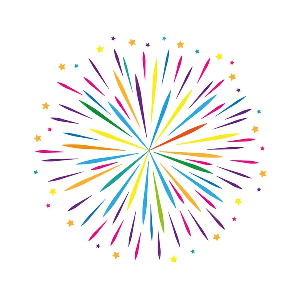 Estrelas coloridas do projeto do fogo de artifício no fundo branco — Vetor de Stock