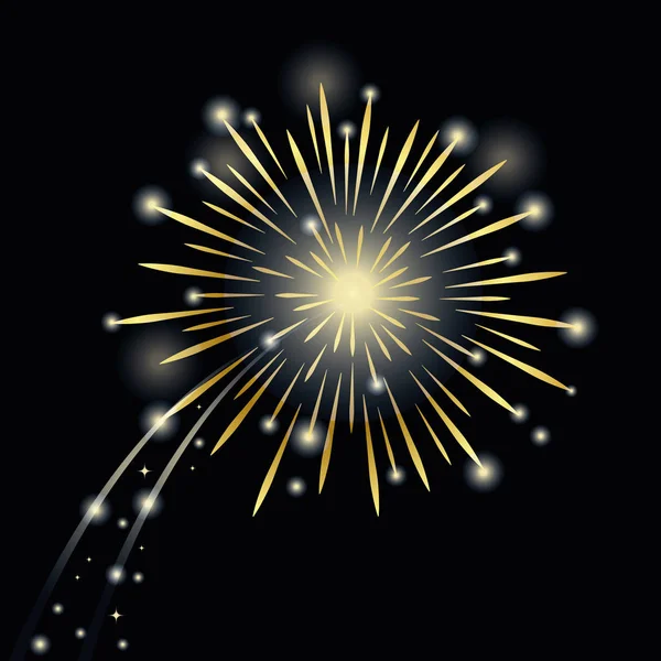 Party firework gold on a black background — Stock Vector