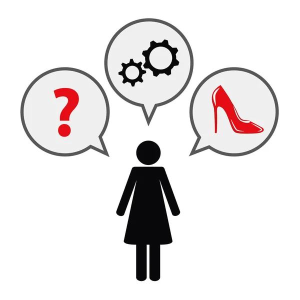 Женщины думают о обуви пиктограмма красный высокий каблук моды — стоковый вектор