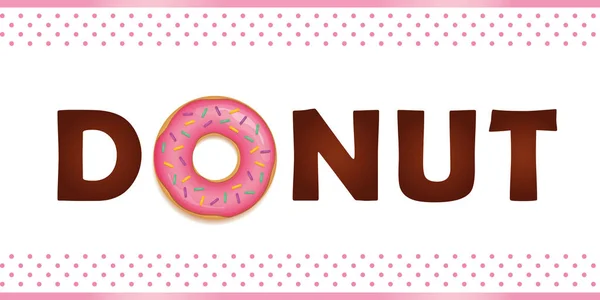 Donut typographie petit déjeuner sucré — Image vectorielle