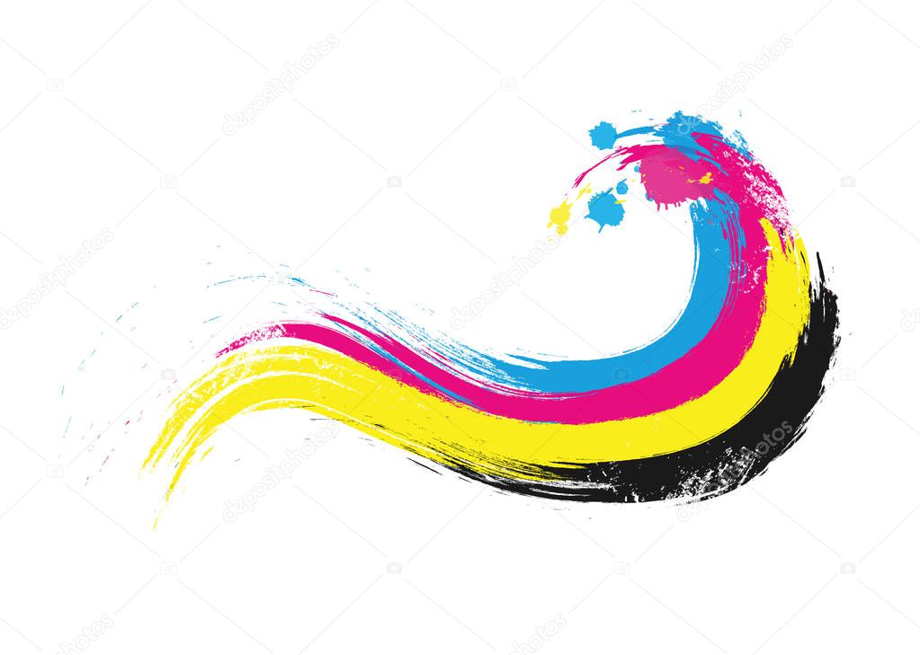 cmyk printing colors wave illustration