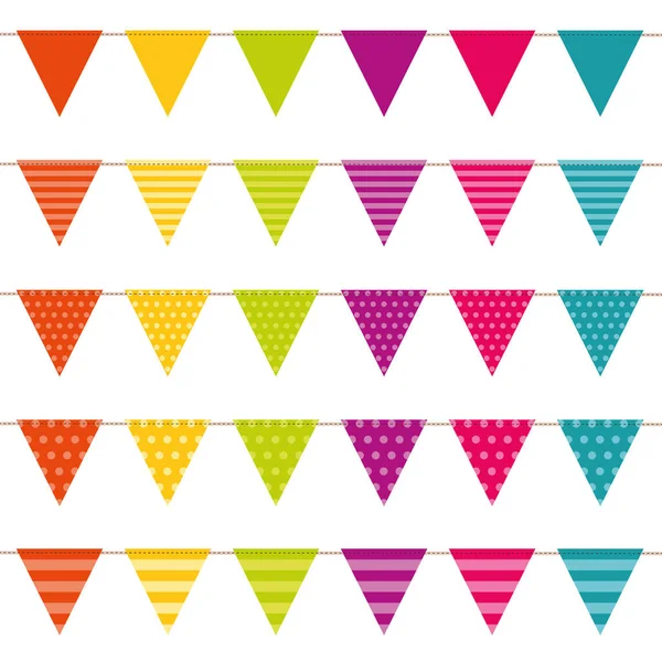Collection de drapeaux colorés avec motif — Image vectorielle