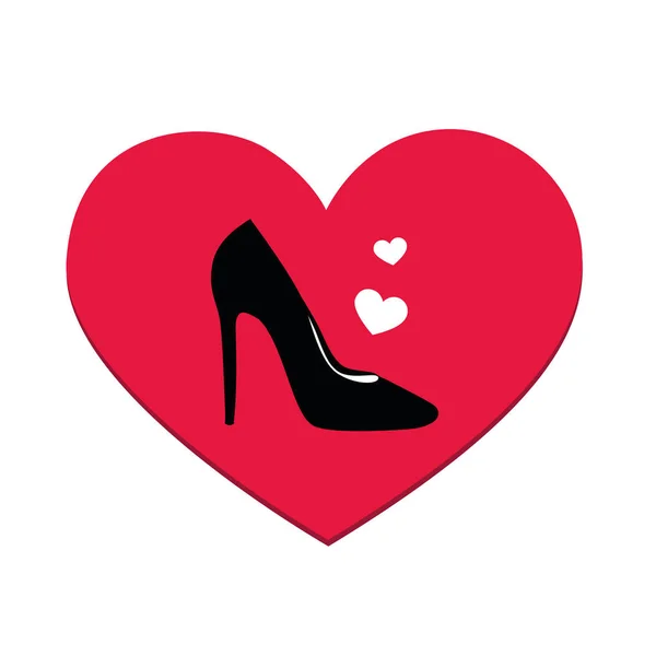 Womens shoe black high heel fashion love — Stock Vector