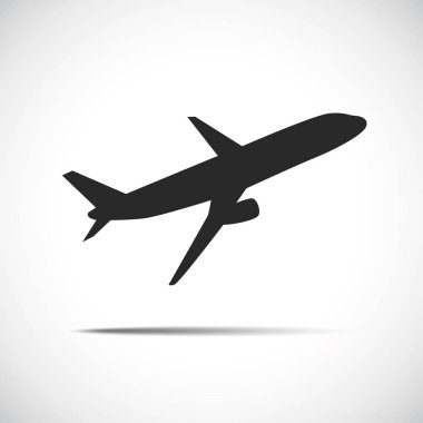 Yolcu uçakları siyah siluet simge vektör çizim Eps10