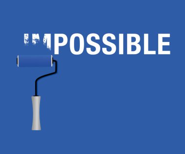 Mavi renk beyaz metin ile mümkün imkansız sözcüğü değiştirme