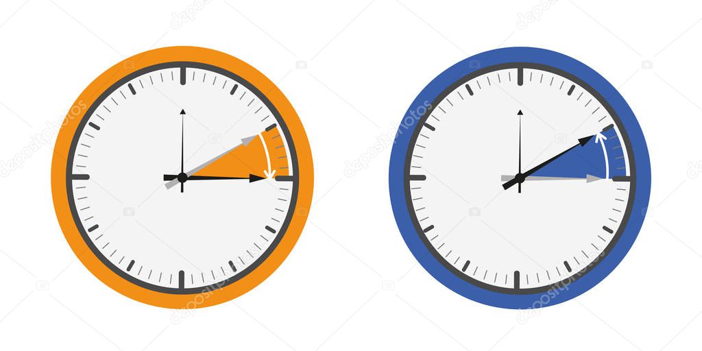 clock change orange and blue