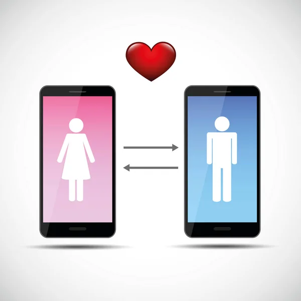 Online dating app concept met man en vrouw pictogram — Stockvector