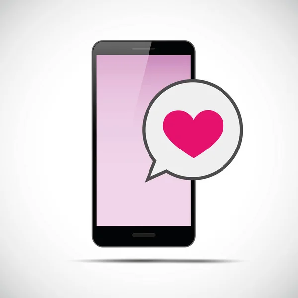 Comunicação Mensagem Coração Rosa Com Ilustração Vetor Smartphone Eps10 — Vetor de Stock