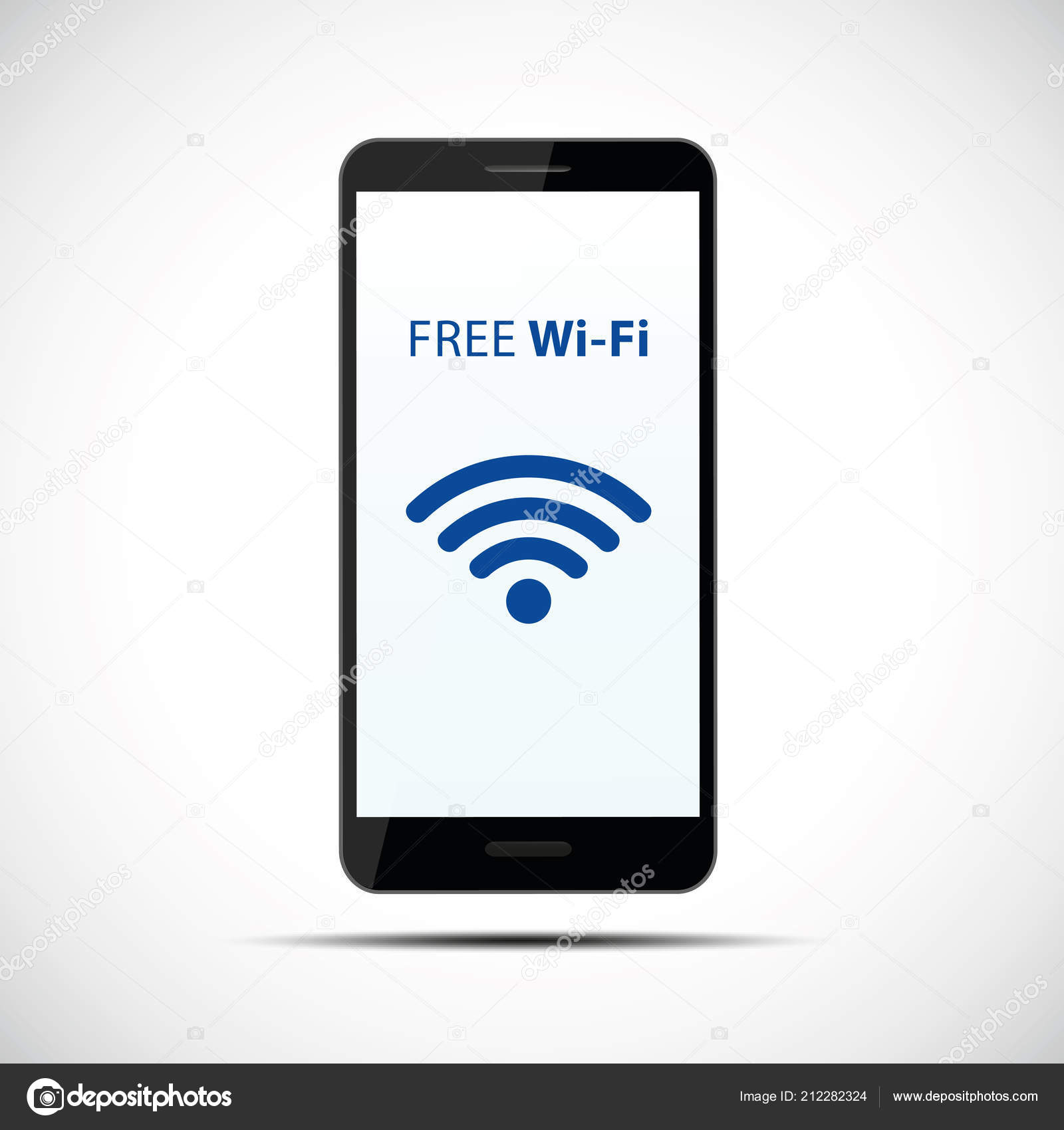 Free Wi Fi Symbol In Black Smartphone Mobile Phone Stock Vector C Krissikunterbunt